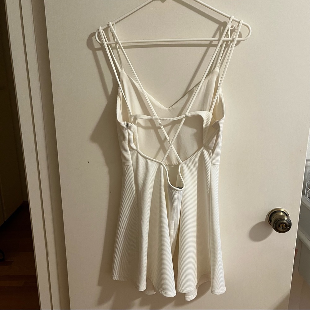 Forever 21 size large ribbed off white / light cream strappy cut out back dress